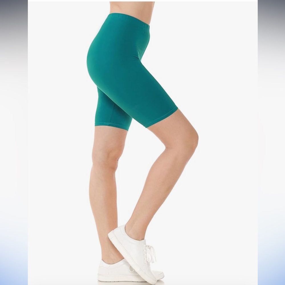 Teal High Waisted Biker Shorts